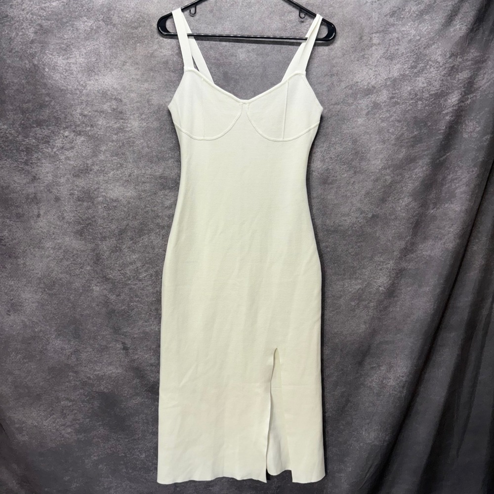 Abercrombie & Fitch Corset Midi Sweater Dress Size M Cream Knit Clean Girl